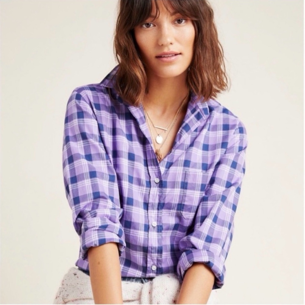 Grayson The Hero Purple Plaid Button Down Shirt Cabincore Preppy Cozy Soft Girl